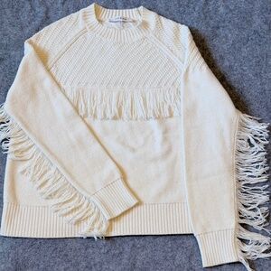 Frame Denim Fringe Knit Sweater Ivory S